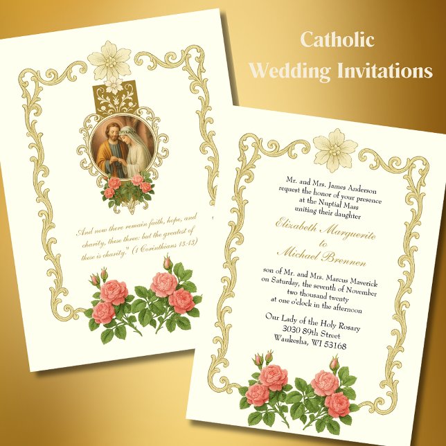 Invitación Clásico católico elegante Boda religioso (Subido por el creador)