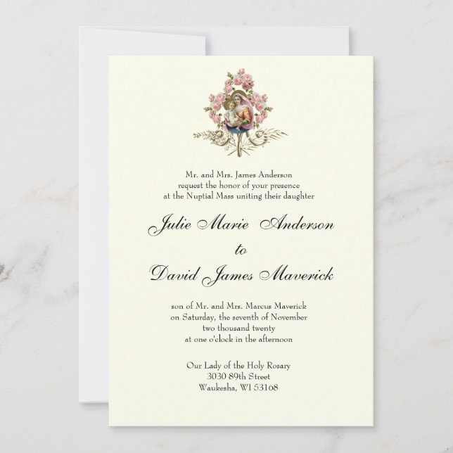 Invitación Clásico católico elegante Boda religioso (Anverso)