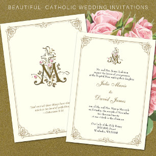 Invitación Clásico Católico Elegante Boda Religioso Invita