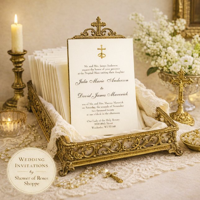 Invitación Clásico Católico Elegante Boda Religioso Invitado (Subido por el creador)