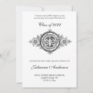 Invitación Clásico Católico Elegante Espíritu Santo Graduació