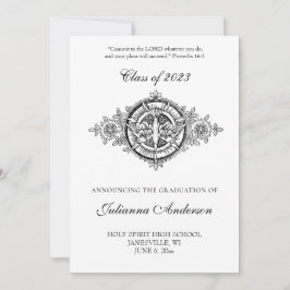 Invitación Clásico Católico Elegante Espíritu Santo Graduació