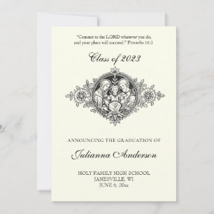 Invitación Clásico Católico Elegante Graduación religiosa