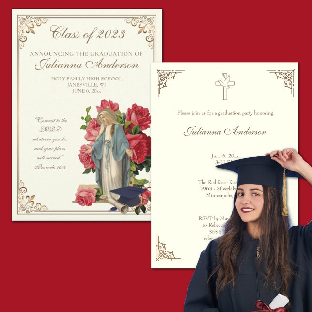 Invitación Clásico Católico Elegante Graduación Religiosa Inv (Subido por el creador)