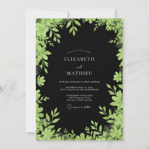 Invitación Clásico Chartreuse Negro Hoja de Boda