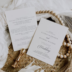 Invitación Clásico Chic Caligrafía Frente y Detrás Boda