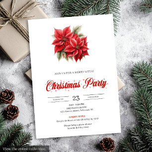 Invitación Clásico Chic Flores de Nochebuena de Navidad Vinta