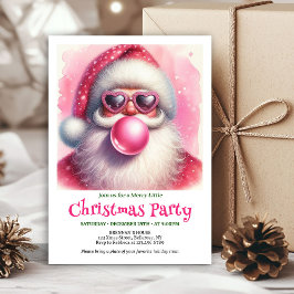 Invitación Clásico chicle rosa de Santa acuarela Navidad