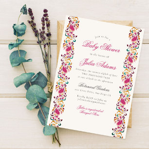 Invitación Clásico Cisne Floral Marco Baby Shower Perla