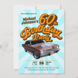 Invitación Clásico Coche Retro Diversión 60 cumpleaños
