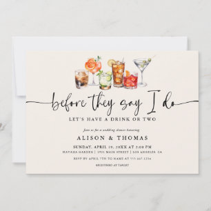 Invitación Clásico Cóctel Ducha de Boda   Fiesta de Compromis