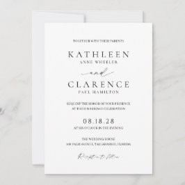 Invitación Clásico código QR blanco y negro matrimonio elegan