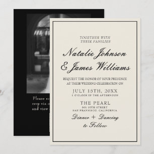 Invitación Clásico Código QR de Foto de Boda de Dinero Antigu