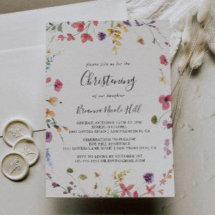 Invitación Clásico Colorful Wild Floral Christening