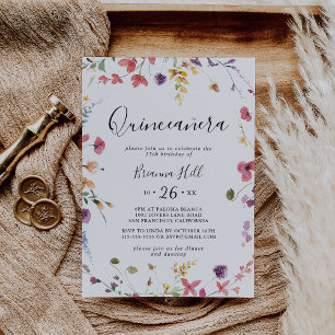Invitación Clásico Colorful Wild Floral Quinceañera