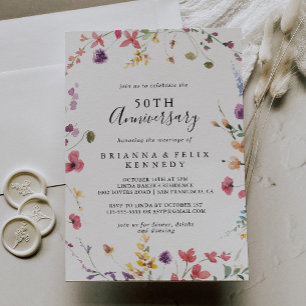 Invitación Clásico colorido y salvaje 50° aniversario Boda