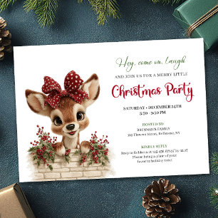 Invitación Clásico Conejito de Navidad en Acuarela asomándose