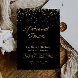 Invitación Clásico Confeti Dorado Cena de Ensayo de Boda