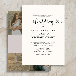 Invitación Clásico Corazón de Letra 4 Foto Burgundy Boda