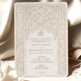 Invitación Clásico Cream Lace Boda de arte islámico
