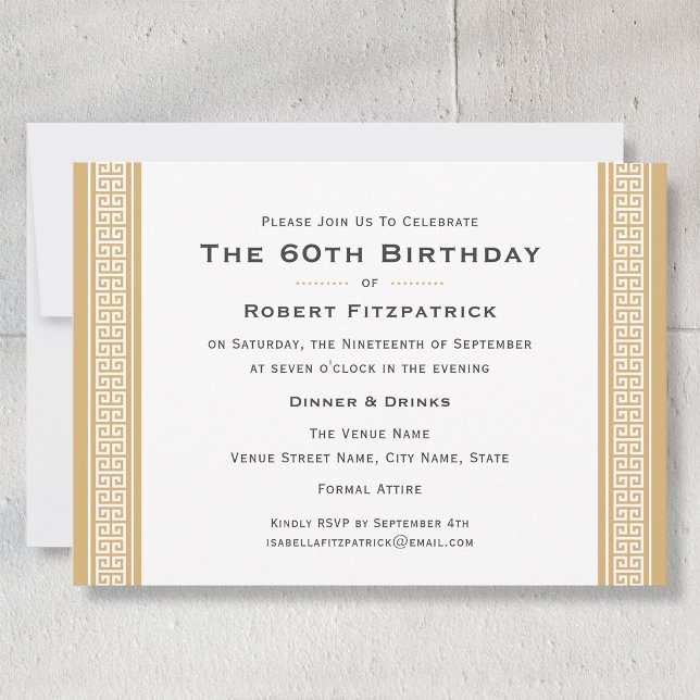 Invitación Clásico Cumpleaños 60 Fiesta Clave Griega Verde Do (Subido por el creador)