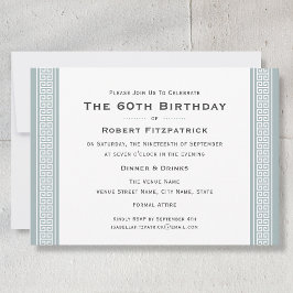Invitación Clásico Cumpleaños 60 Griego Gris Llave