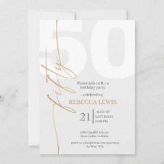 Invitación Clásico Cumpleaños Adulto Moderno 50 Simple