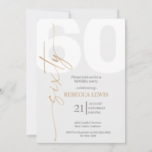 Invitación Clásico Cumpleaños Adulto Moderno Sesenta Simple