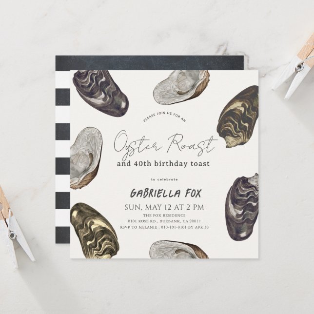 Invitación Clásico Cumpleaños de Oyster Roast (Anverso/Reverso In Situ)
