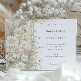 Invitación Clásico Daisies Elegante Boda Pastel