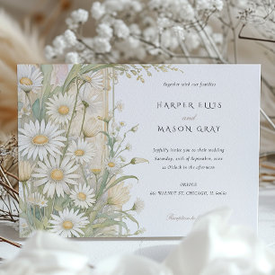 Invitación Clásico Daisies Elegante Boda Pastel