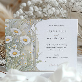 Invitación Clásico Daisies Elegante Boda Pastel