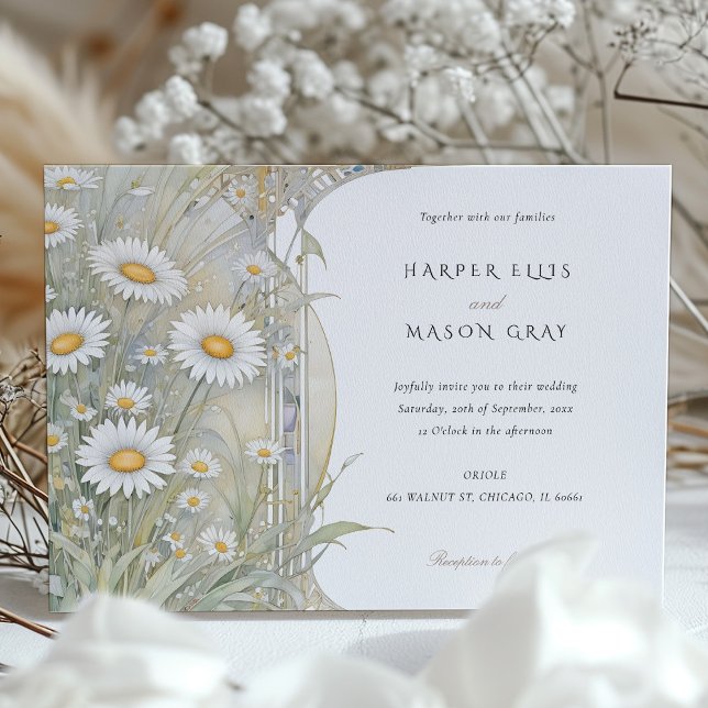 Invitación Clásico Daisies Elegante Boda Pastel (Subido por el creador)