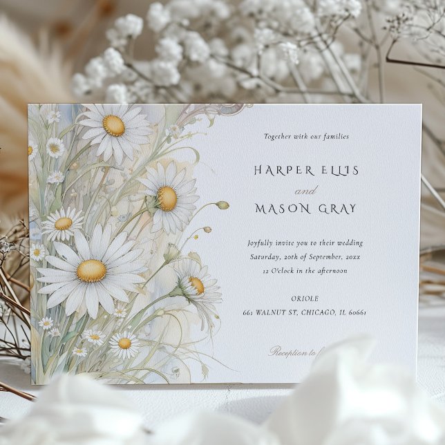 Invitación Clásico Daisies Elegante Boda Pastel (Subido por el creador)