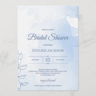 Invitación Clásico de acuarela azul polvoriento elegante