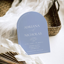 Invitación Clásico de boda azul claro simple en forma de arco