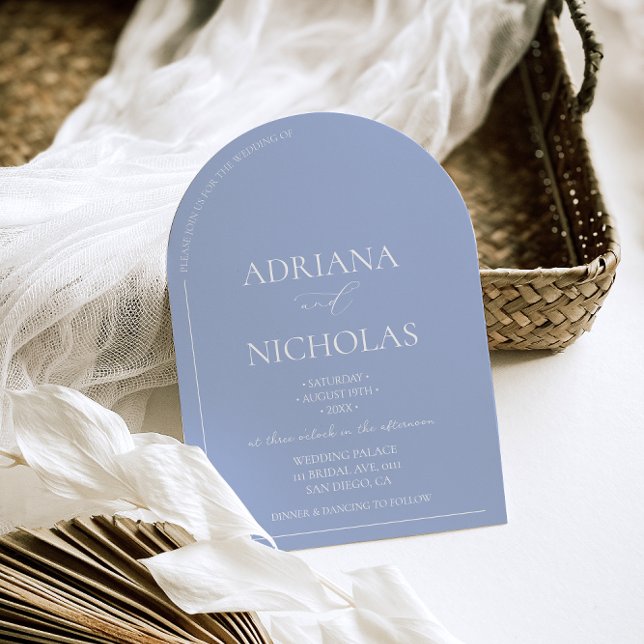 Invitación Clásico de boda azul claro simple en forma de arco (Subido por el creador)