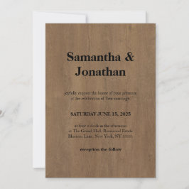 Invitación Clásico de Boda Grano de Madera Medio