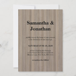Invitación Clásico de Boda Rubio Madera Pinstripe