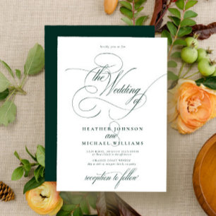 Invitación Clásico de caligrafía moderna verde esmeralda de l