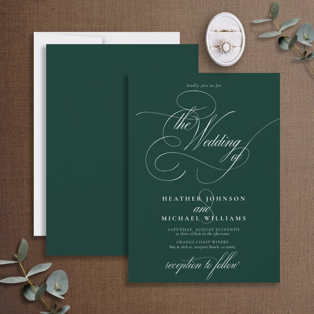 Invitación Clásico de caligrafía moderna verde esmeralda de l (Subido por el creador)