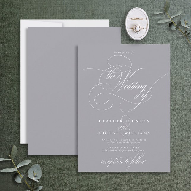 Invitación Clásico de caligrafía moderna y gris de lujo (Subido por el creador)