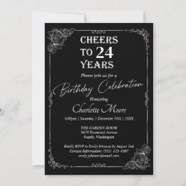 Invitación Clásico de cualquier edad de cumpleaños blanco y n