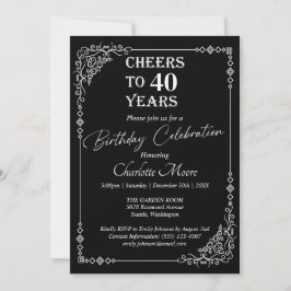 Invitación Clásico de cualquier edad de cumpleaños blanco y n