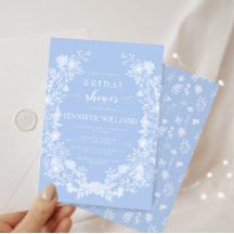 Clásico de flores azul pastel Bridal Shower