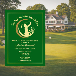 Invitación Clásico de Golf Verde Jugador Dorado Cumpleaños 60