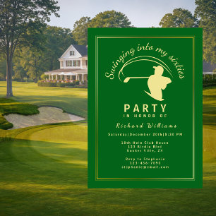 Invitación Clásico de Golf Verde Jugador Dorado Hombre 60 Cum