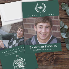 Invitación Clásico de Graduación Foto Hojas de Laurel Verde O