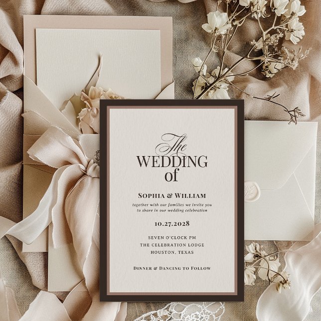 Invitación Clásico de Lujo | Boda Neutral Marrón (Subido por el creador)