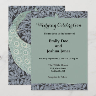 Invitación Clásico de pájaro de Peacock Art Nouveau